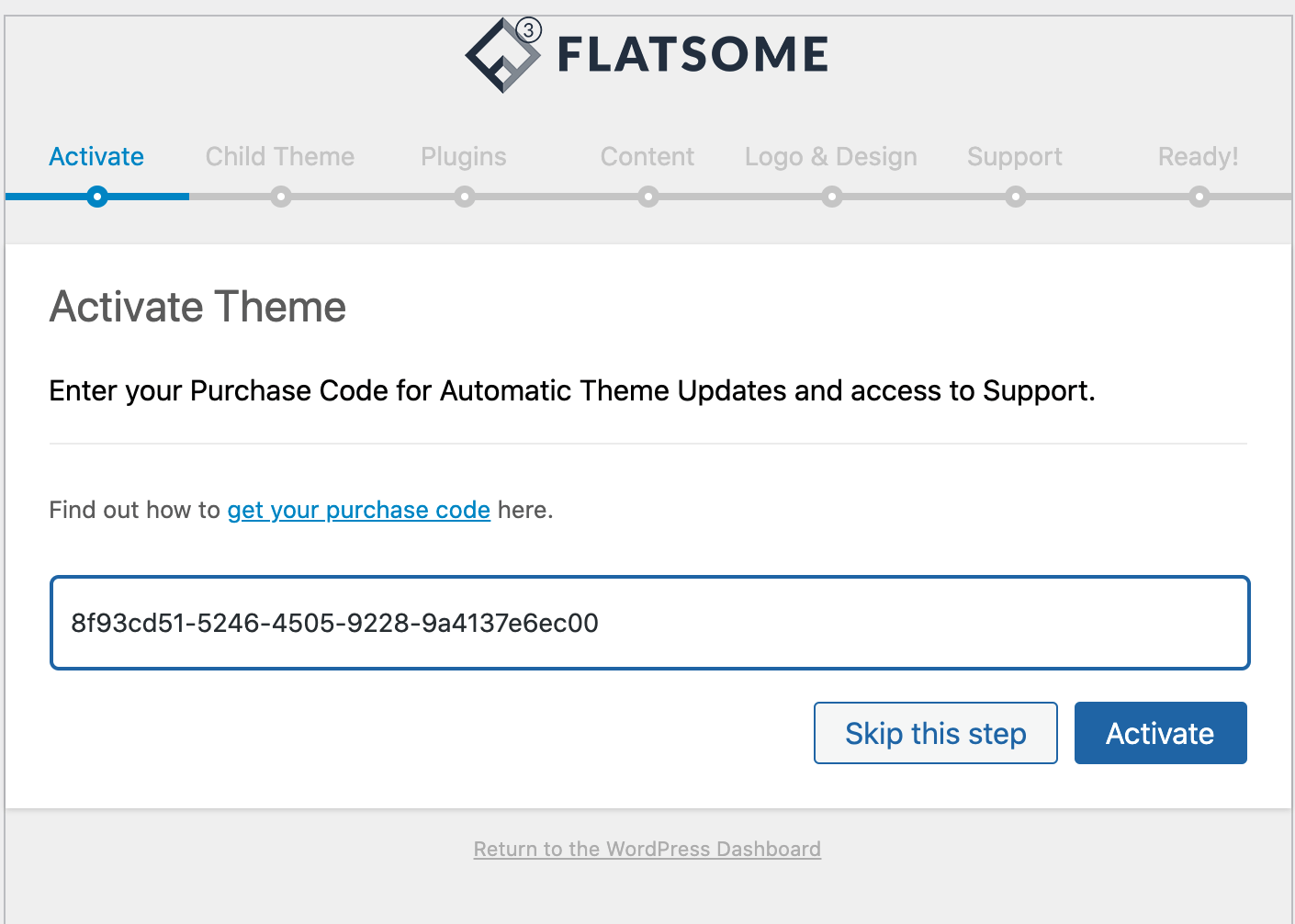 Điền Key Flatsome vào đây