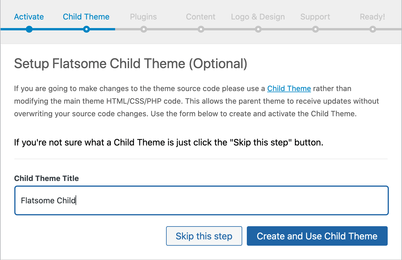 Thiết lập Child theme Flatsome