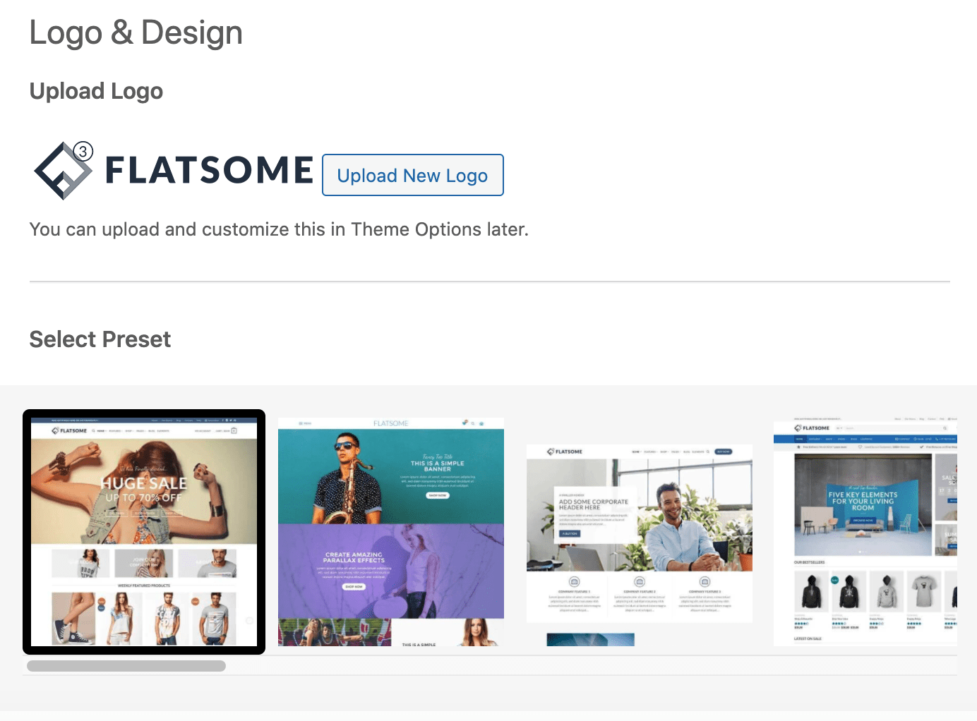 Chọn giao diện cho Flatsome