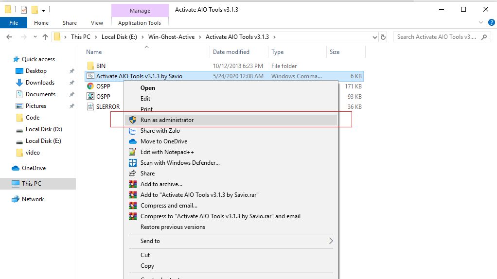 Click chuột phải chọn Run as admin