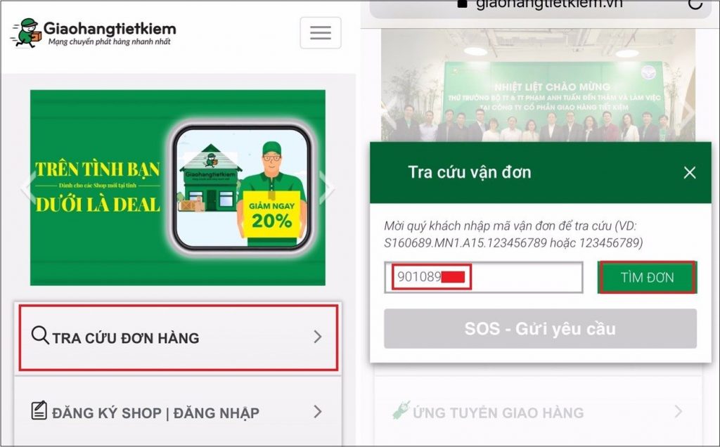 Tra mã vận đơn giao hàng tiết kiệm