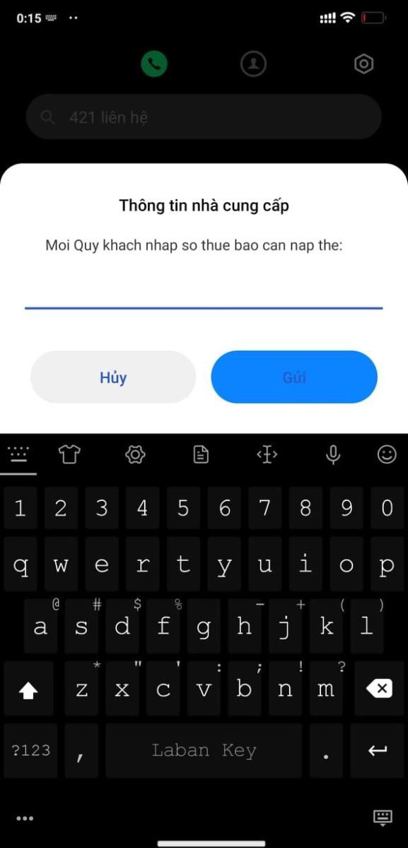 Điền số điện thoại cần nạp hộ